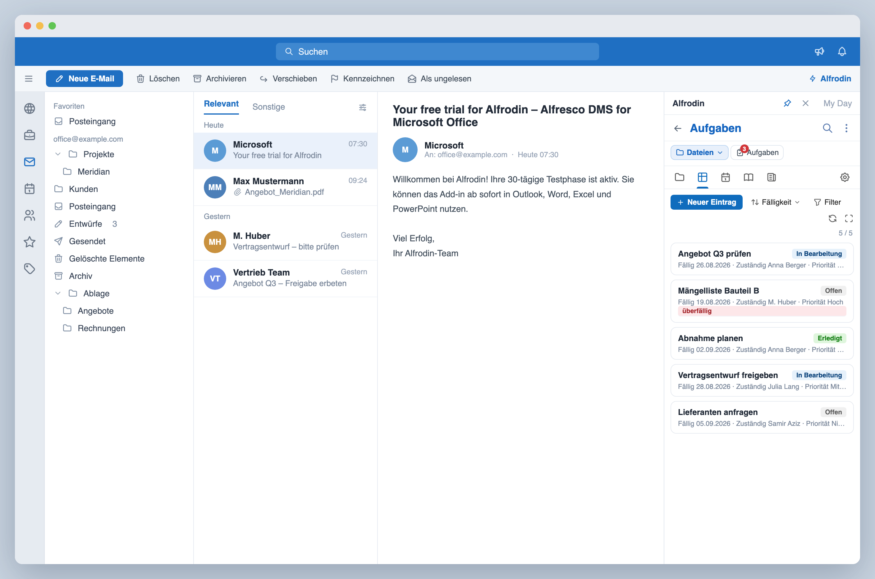 Datenlisten einer Site im Aufgabenbereich mit Status, Fälligkeiten und Filtern
