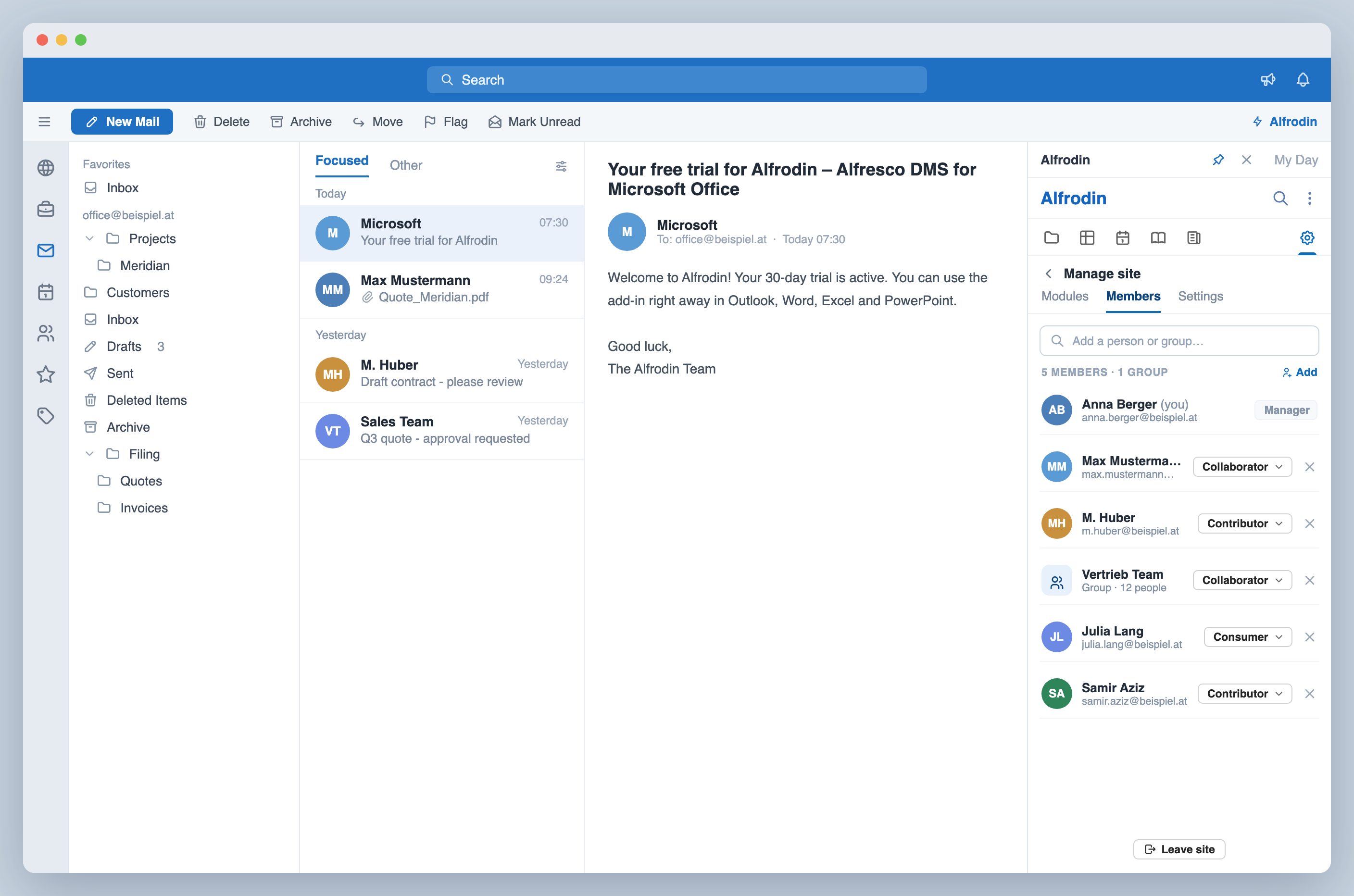 Manage site: members, roles and groups